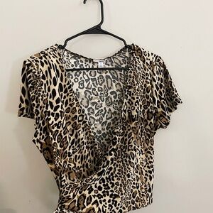 Y2k Bar III Leopard Print Wrap Crop Top Mobwives pinup doll